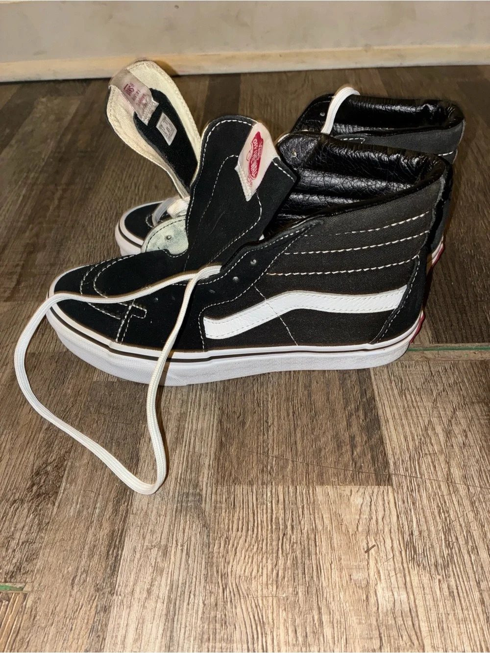 Black High-Top Canvas Sneakers with White Trim
